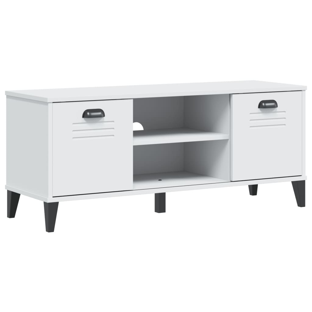 vidaXL Ławka na buty VIKEN biała 106x35x45 cm, materiał drewnopochodny