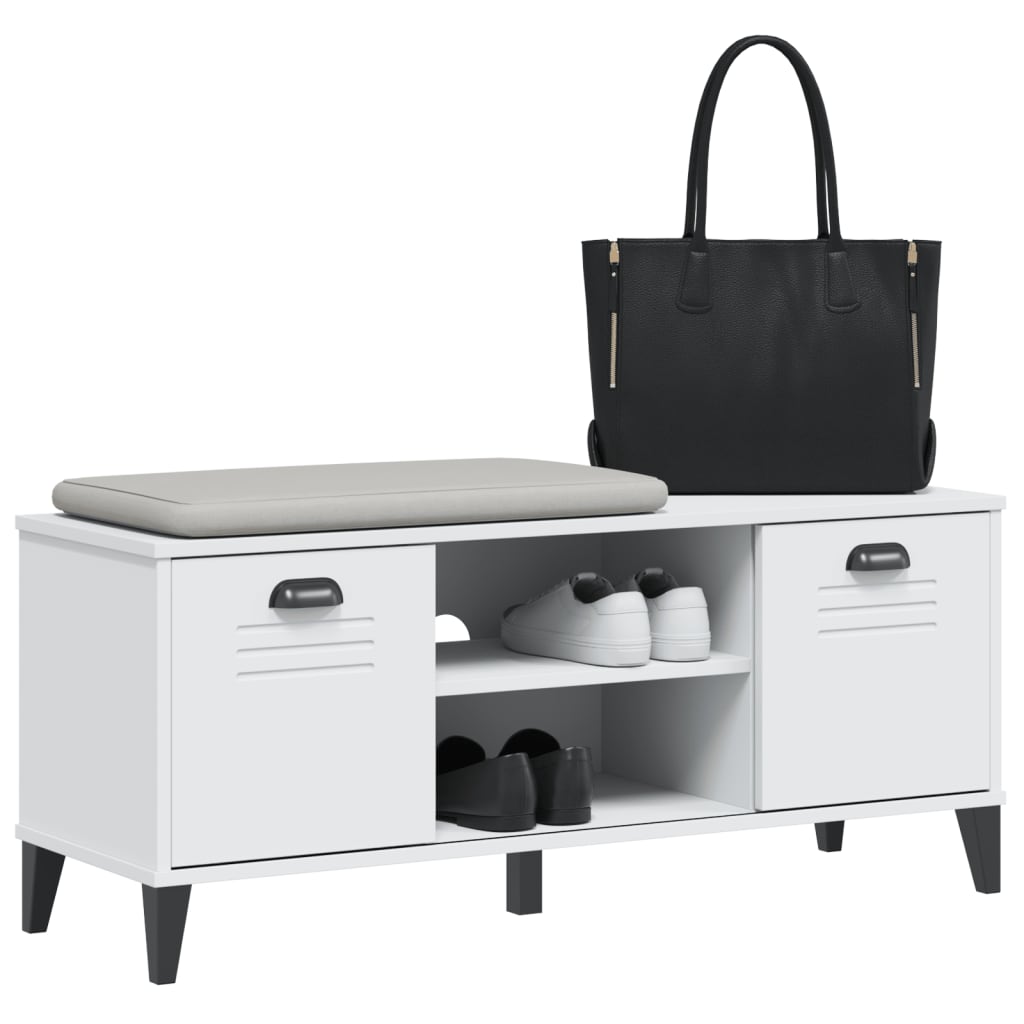 vidaXL Ławka na buty VIKEN biała 106x35x45 cm, materiał drewnopochodny