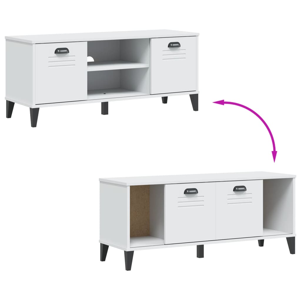 vidaXL Ławka na buty VIKEN biała 106x35x45 cm, materiał drewnopochodny