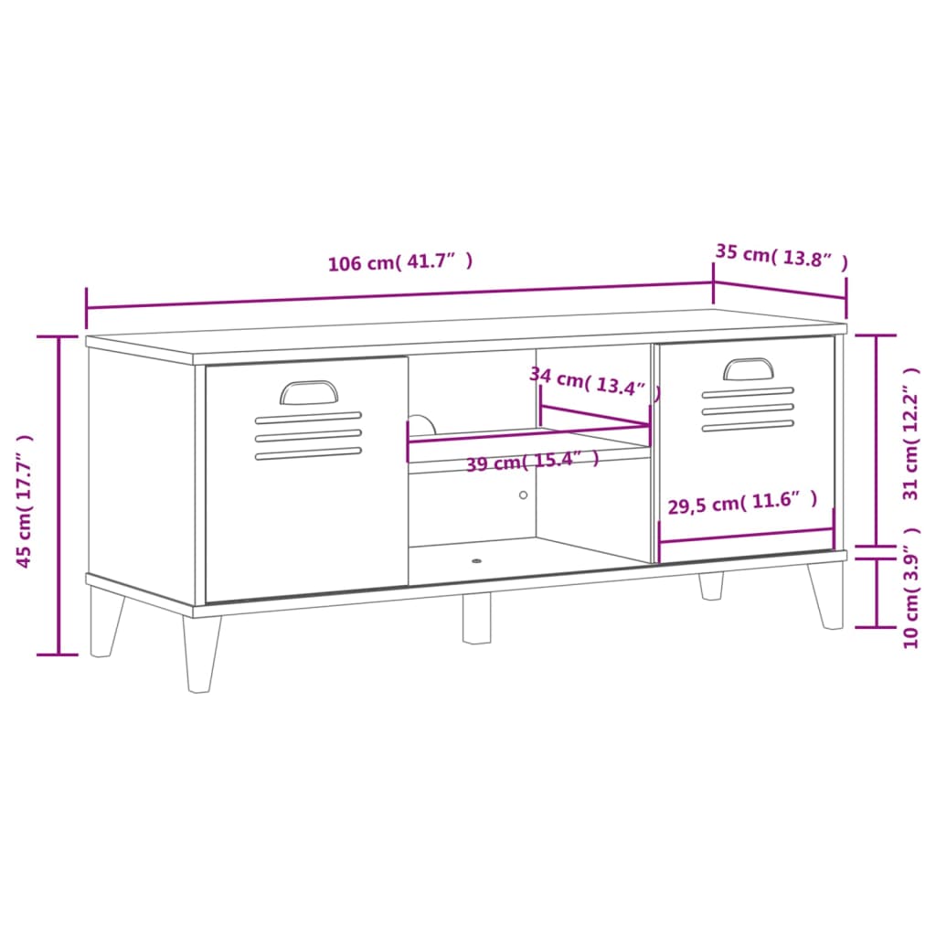 vidaXL Ławka na buty VIKEN biała 106x35x45 cm, materiał drewnopochodny