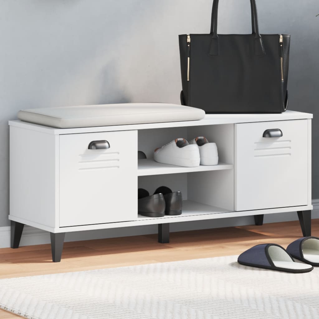 vidaXL Ławka na buty VIKEN biała 106x35x45 cm, materiał drewnopochodny