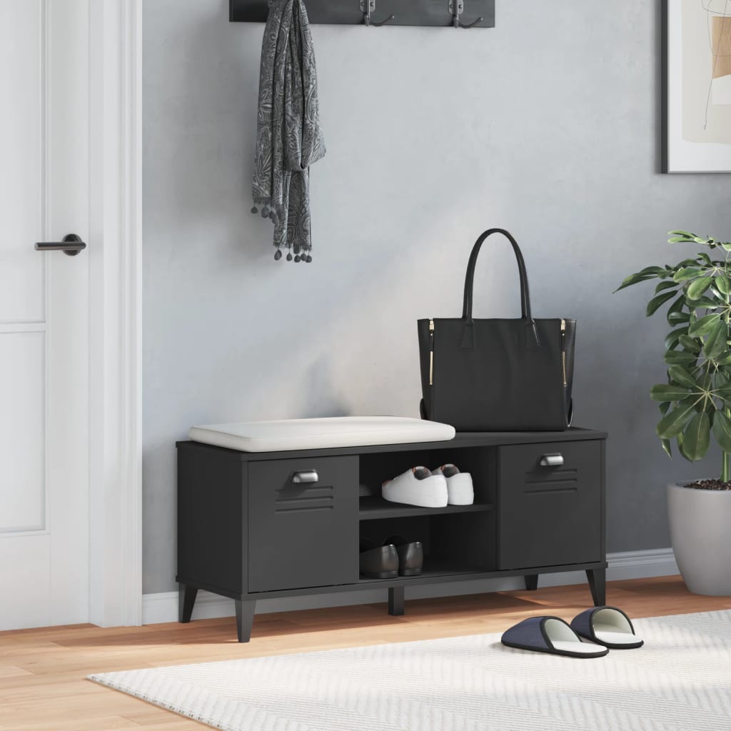 vidaXL Ławka na buty VIKEN czarna 106x35x45 cm materiał drewnopochodny