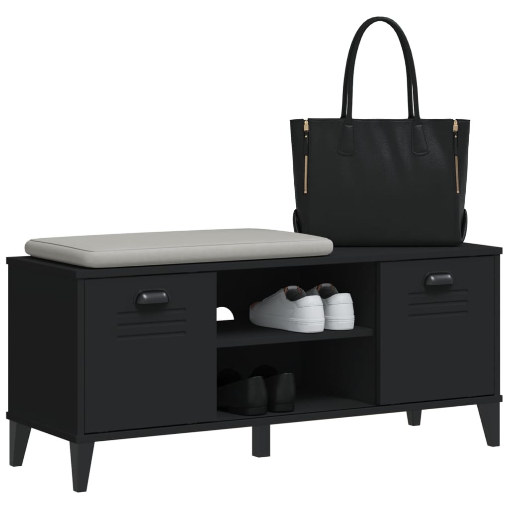vidaXL Ławka na buty VIKEN czarna 106x35x45 cm materiał drewnopochodny