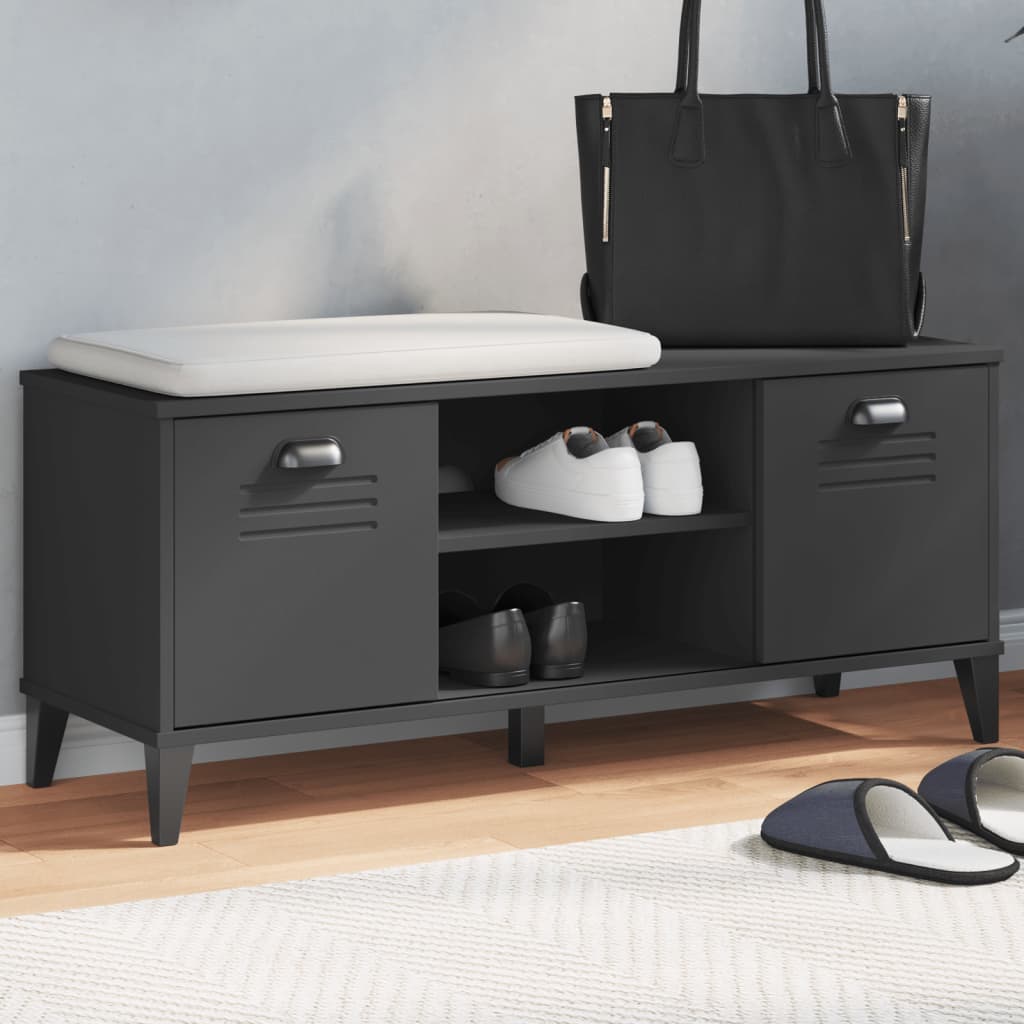 vidaXL Ławka na buty VIKEN czarna 106x35x45 cm materiał drewnopochodny