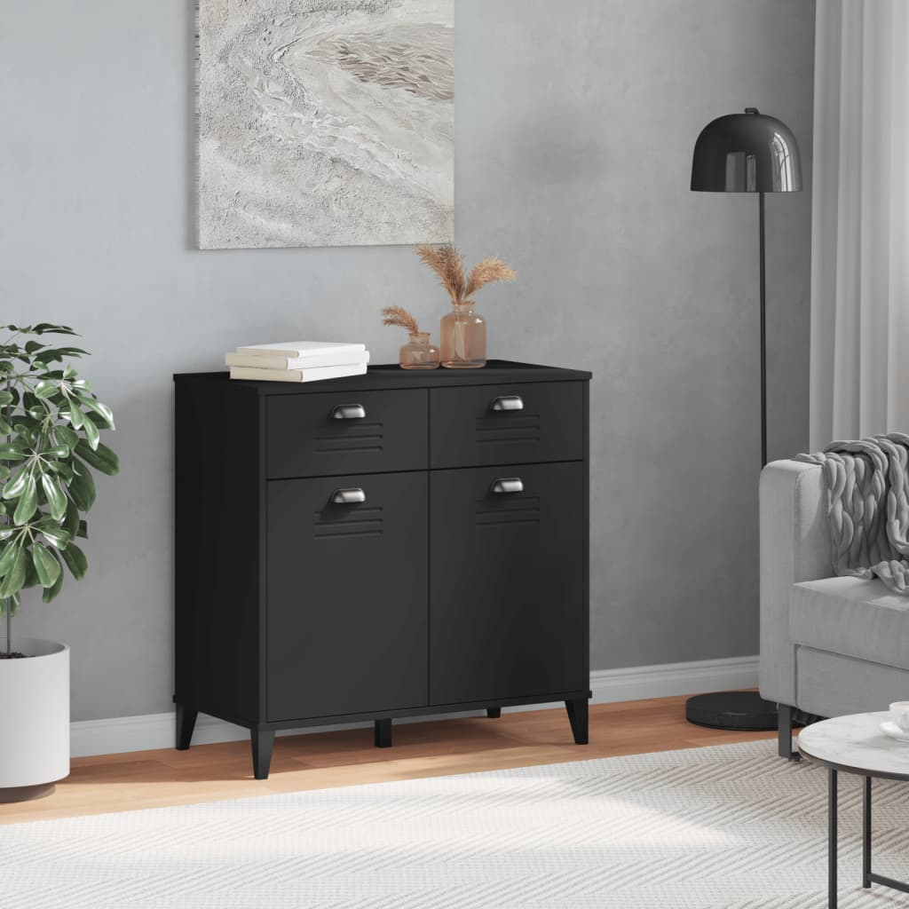 vidaXL Szafka VIKEN, czarna, 80x40x80 cm, materiał drewnopochodny