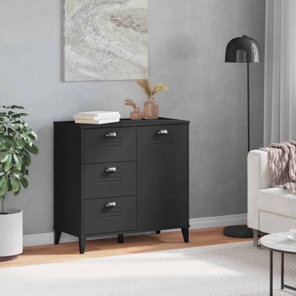 vidaXL Szafka VIKEN, czarna, 80x40x80 cm, materiał drewnopochodny