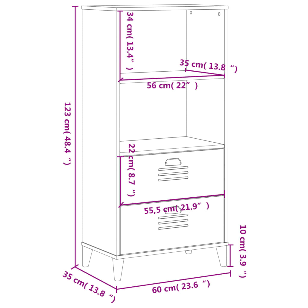 vidaXL Regał VIKEN, biały, 60x35x123 cm, materiał drewnopochodny