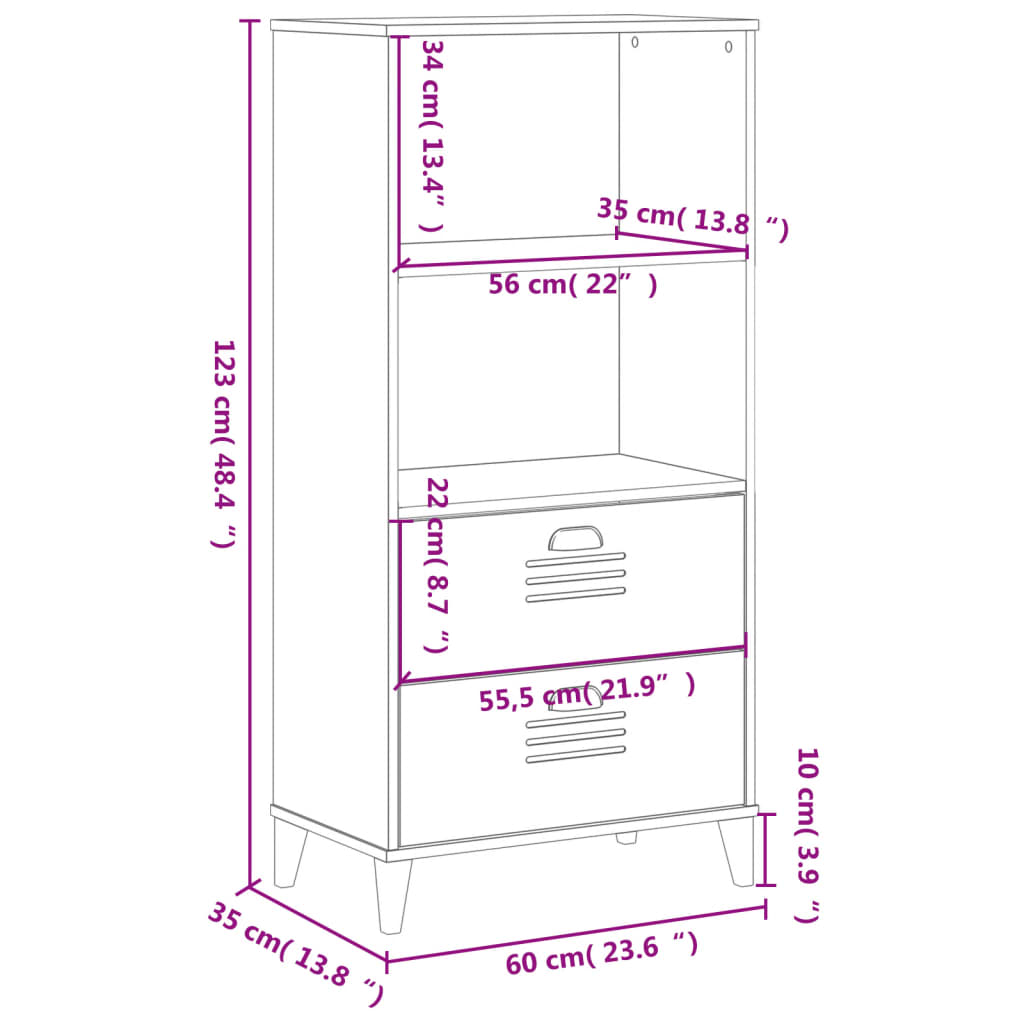 vidaXL Regał VIKEN, antracytowy, 60x35x123 cm, materiał drewnopochodny