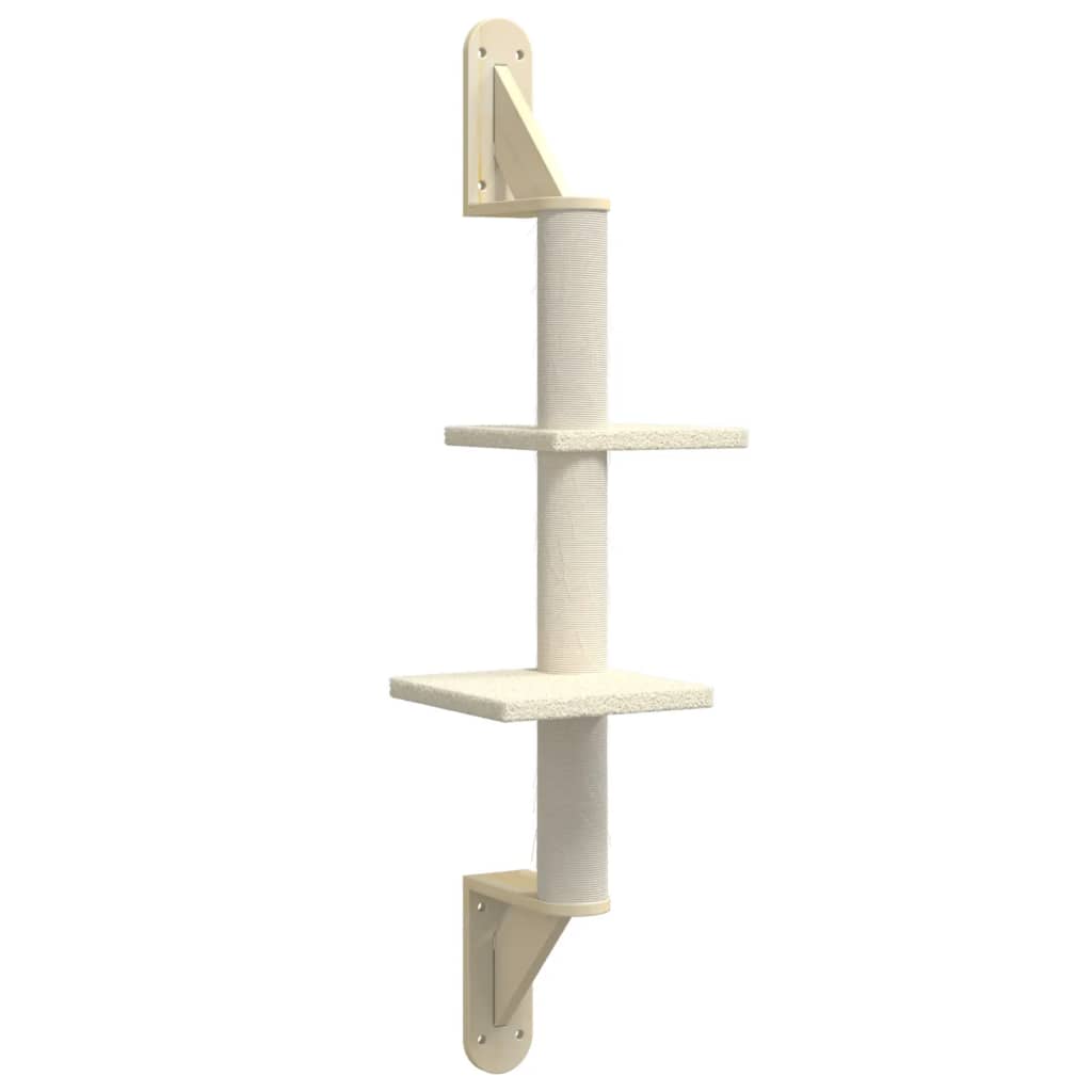 vidaXL Ścienne drzewko dla kota z drapakiem, kremowe, 108 cm