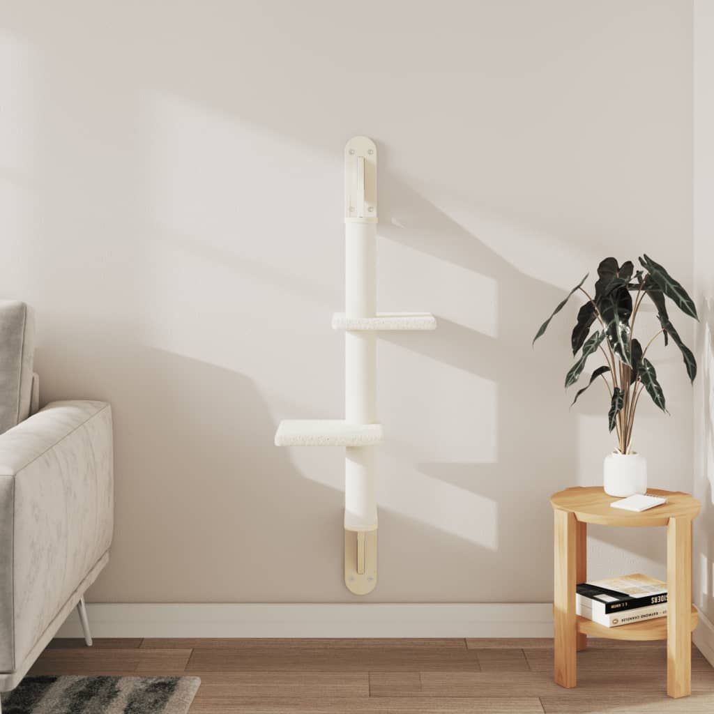 vidaXL Ścienne drzewko dla kota z drapakiem, kremowe, 108 cm