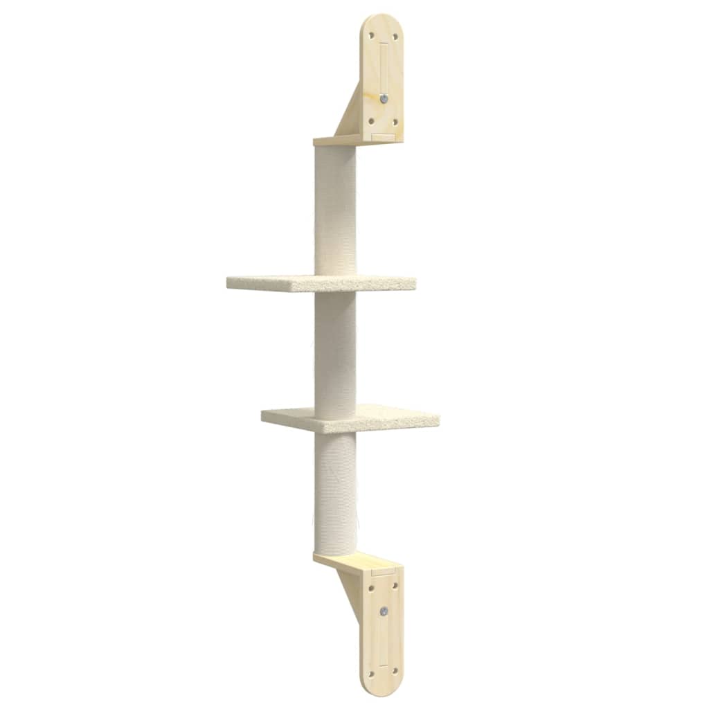 vidaXL Ścienne drzewko dla kota z drapakiem, kremowe, 108 cm