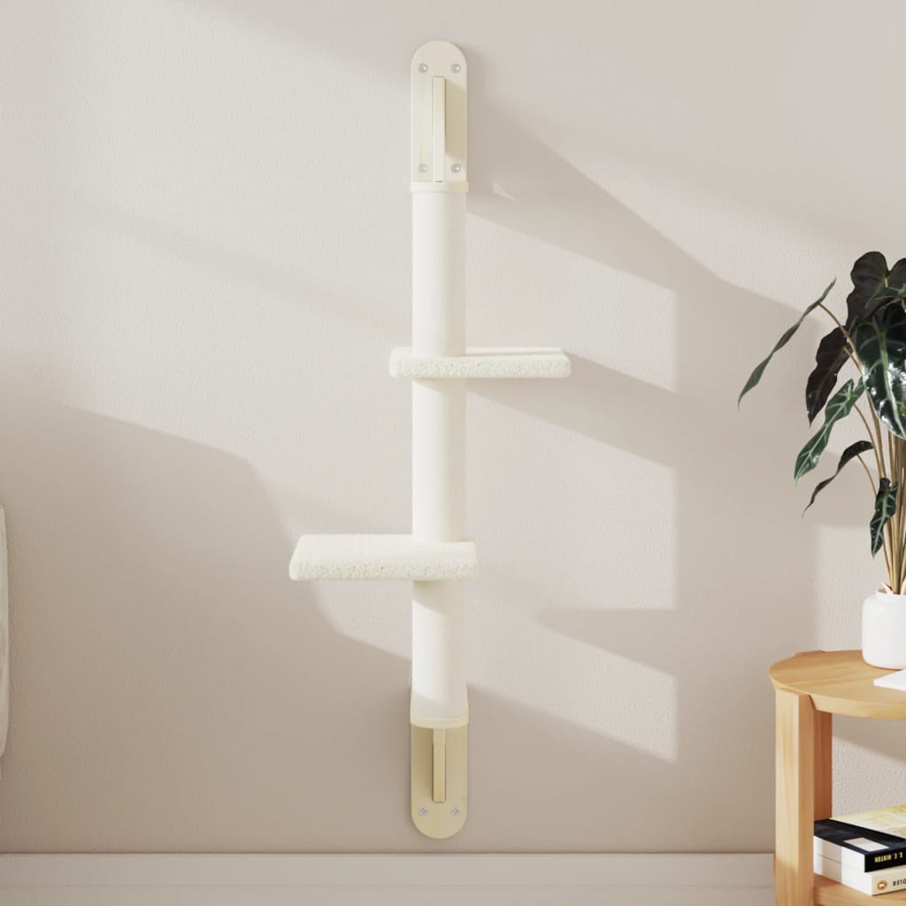 vidaXL Ścienne drzewko dla kota z drapakiem, kremowe, 108 cm