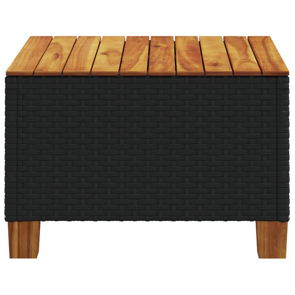 vidaXL Stolik ogrodowy, czarny, 55x55x36 cm, polirattan i akacja