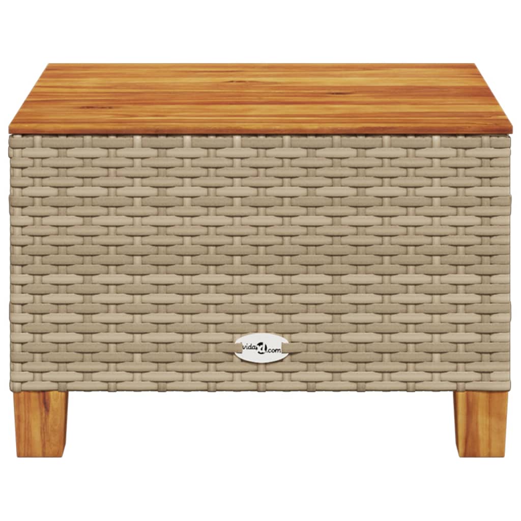 vidaXL Stolik ogrodowy, beż, 55x55x36 cm, rattan PE i drewno akacjowe