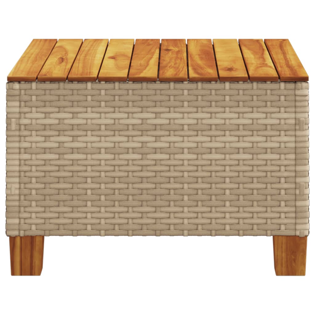 vidaXL Stolik ogrodowy, beż, 55x55x36 cm, rattan PE i drewno akacjowe