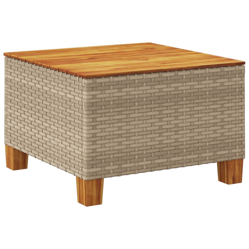 vidaXL Stolik ogrodowy, beż, 55x55x36 cm, rattan PE i drewno akacjowe