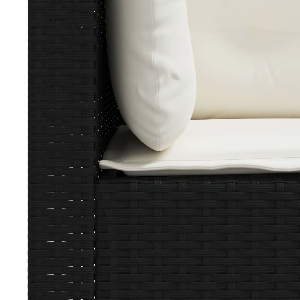 vidaXL Sofa ogrodowa z poduszkami, 3-osobowa, czarna, polirattan