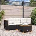 vidaXL Sofa ogrodowa z poduszkami, 3-osobowa, czarna, polirattan