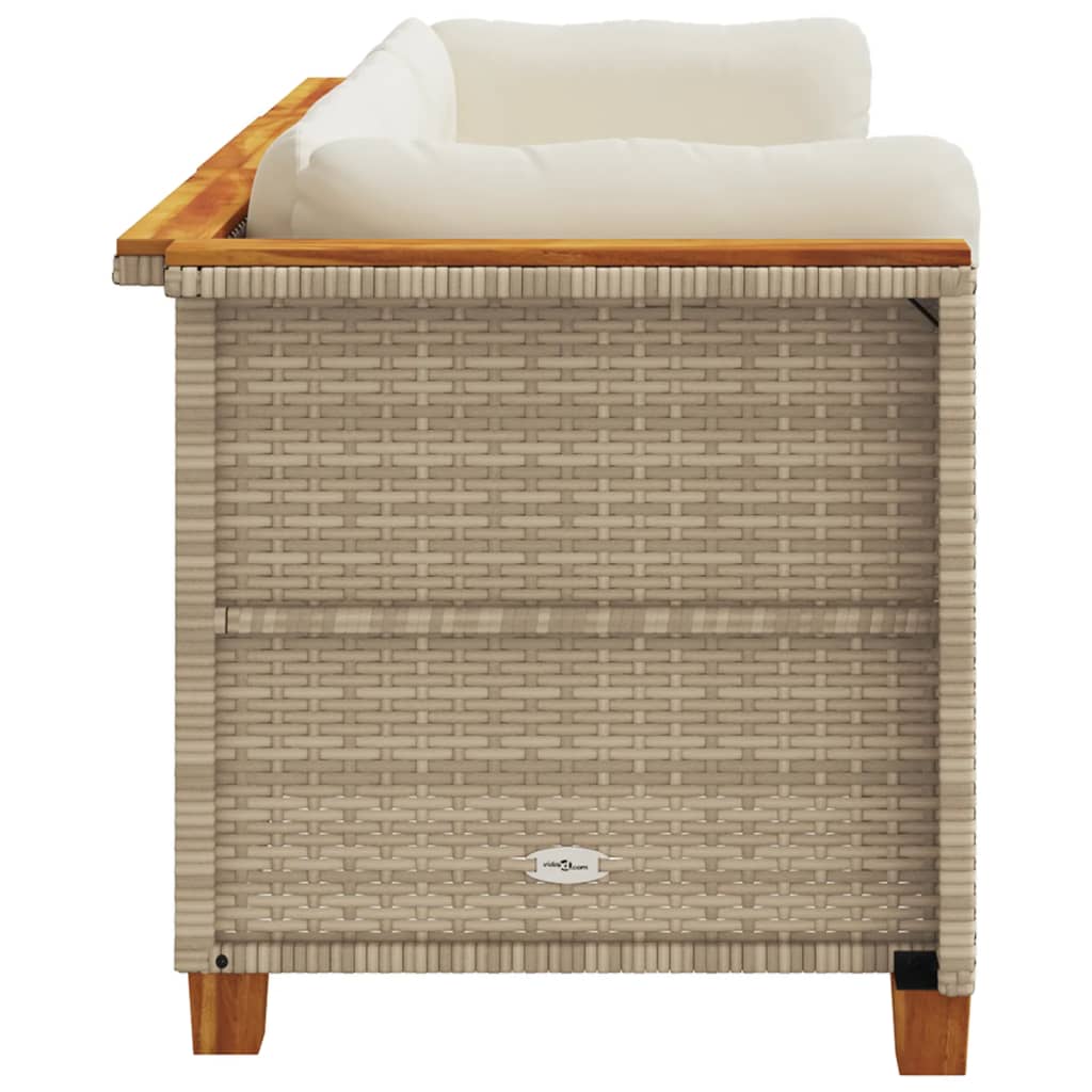 vidaXL Sofa ogrodowa z poduszkami, 3-osobowa, beż, polirattan