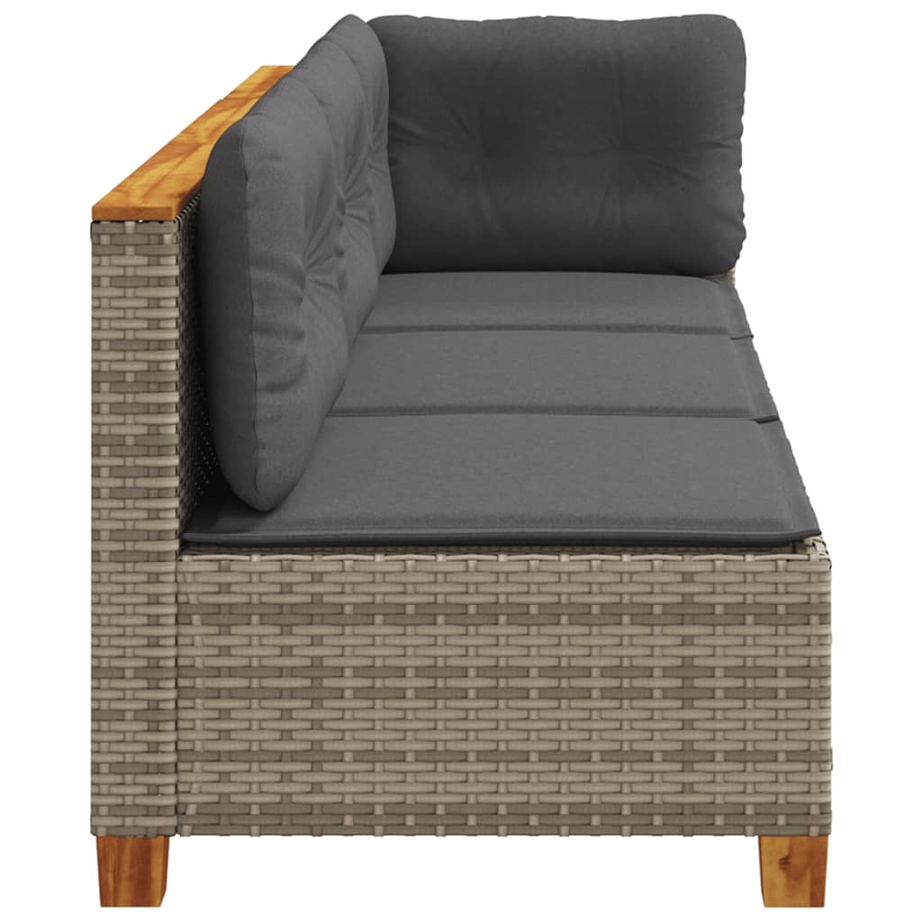 vidaXL 3-osobowa sofa ogrodowa z poduszkami, szara, polirattan