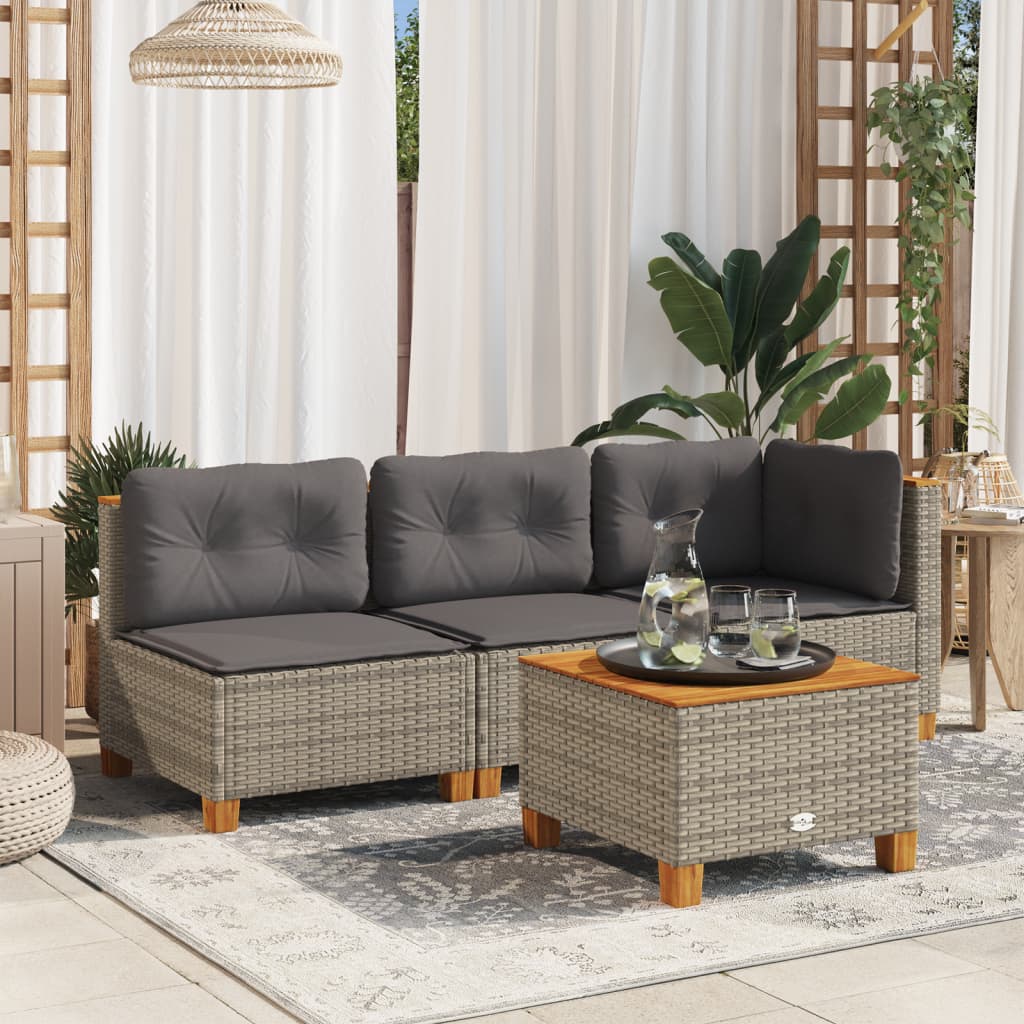vidaXL 3-osobowa sofa ogrodowa z poduszkami, szara, polirattan