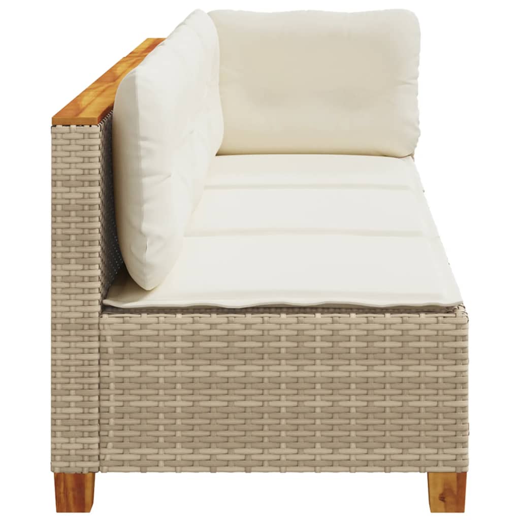 vidaXL Sofa ogrodowa z poduszkami, 3-osobowa, beż, polirattan