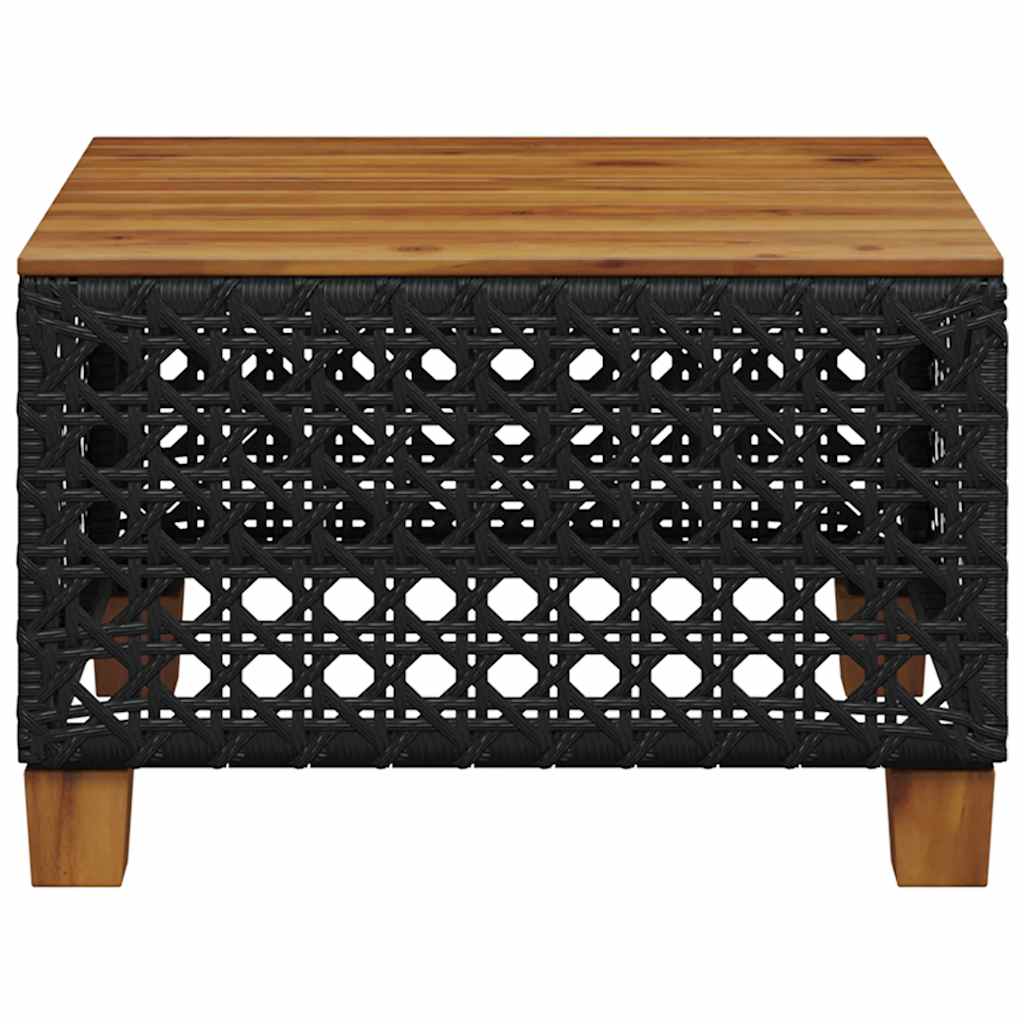 vidaXL Stolik ogrodowy, czarny, 55x55x36 cm, polirattan i akacja