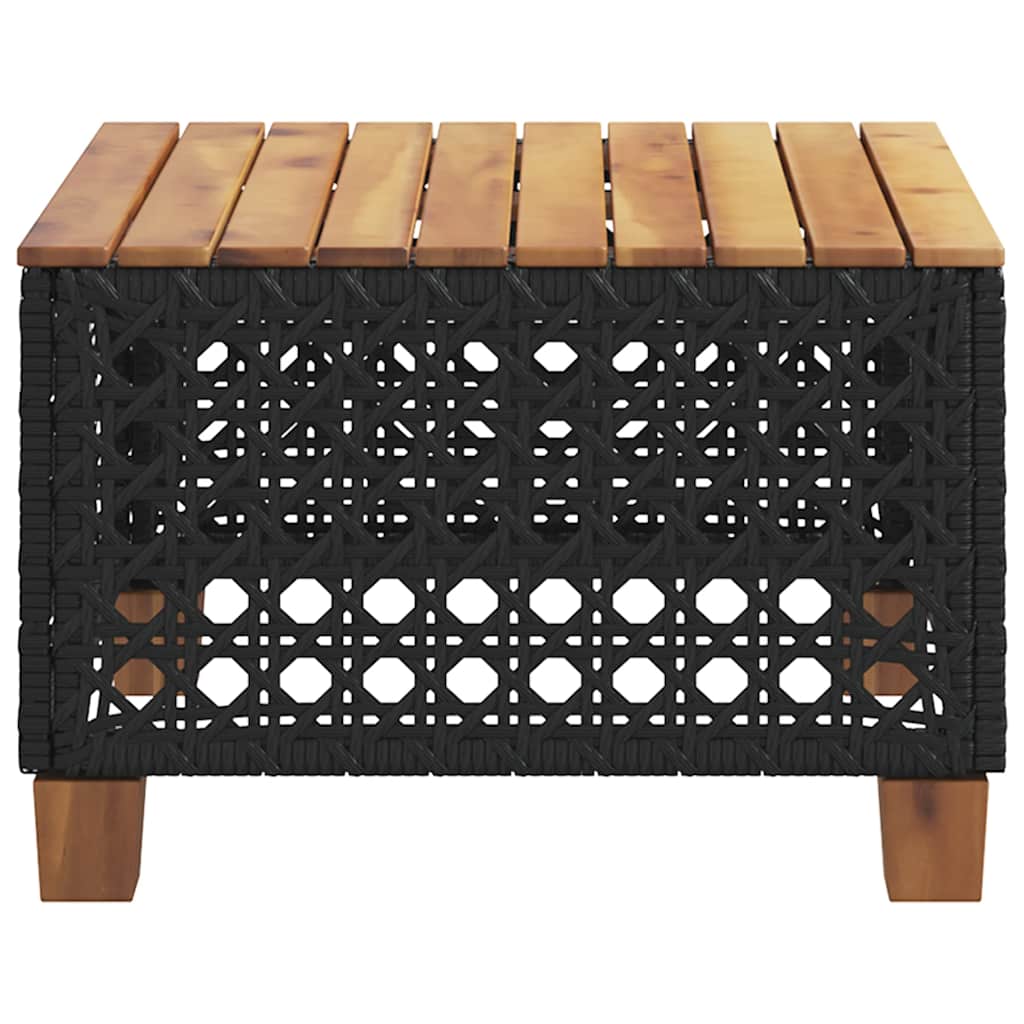 vidaXL Stolik ogrodowy, czarny, 55x55x36 cm, polirattan i akacja