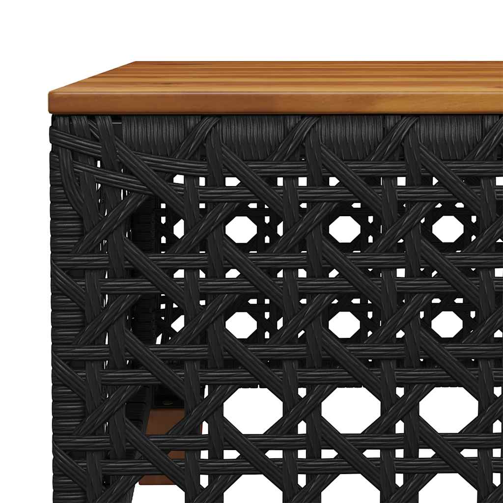 vidaXL Stolik ogrodowy, czarny, 55x55x36 cm, polirattan i akacja
