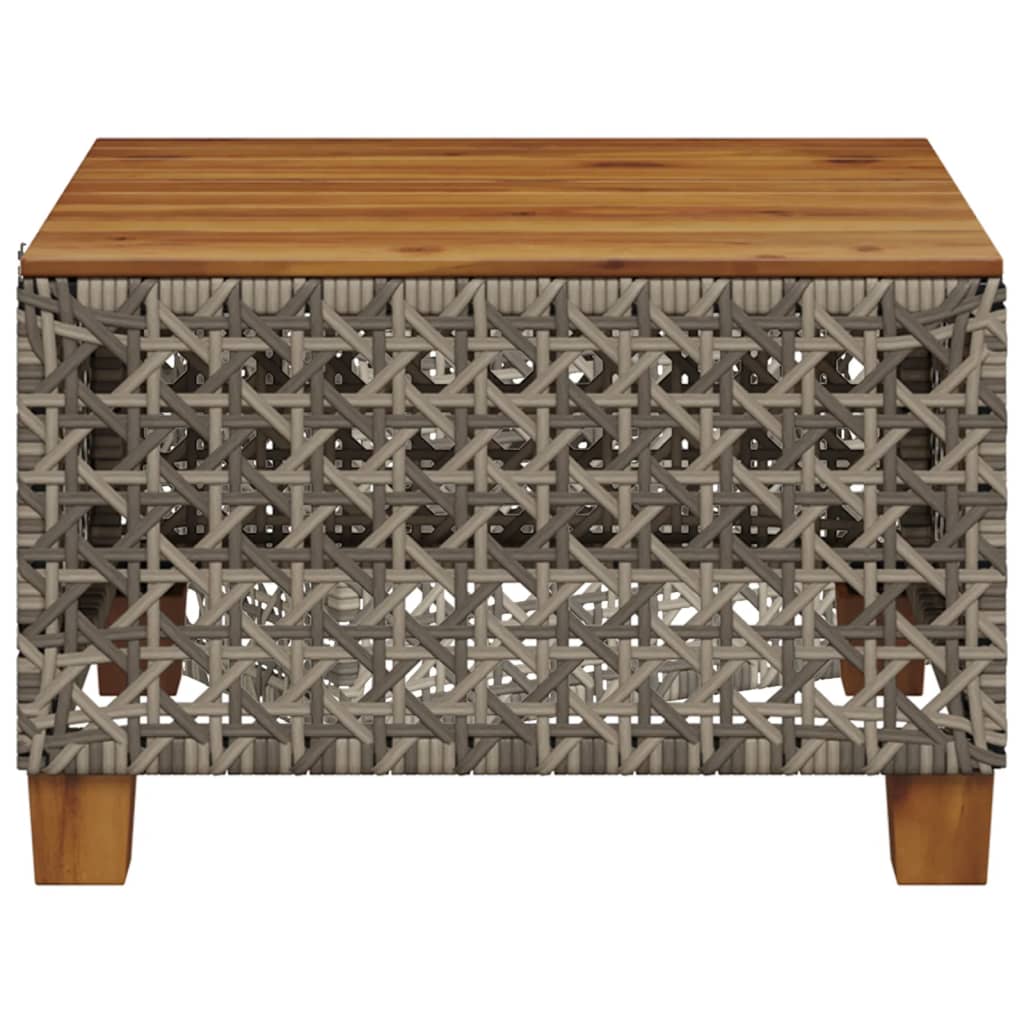vidaXL Stolik ogrodowy, szary, 55x55x36 cm rattan PE i drewno akacjowe