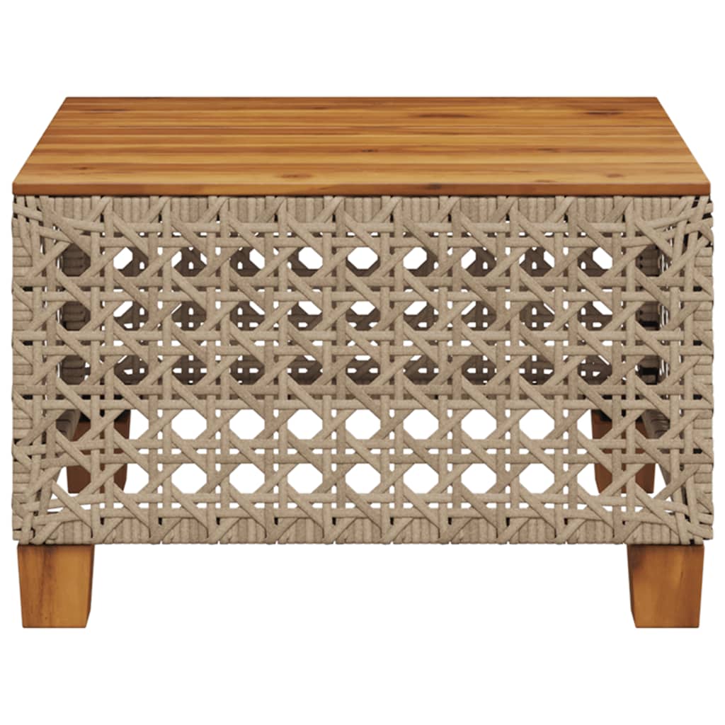 vidaXL Stolik ogrodowy, beż, 55x55x36 cm, rattan PE i drewno akacjowe