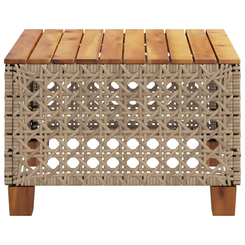 vidaXL Stolik ogrodowy, beż, 55x55x36 cm, rattan PE i drewno akacjowe