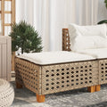vidaXL Stołek ogrodowy z poduszką, beżowy, 63,5x56x32 cm, rattan PE