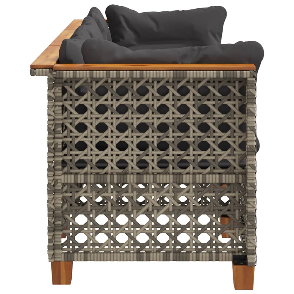 vidaXL 3-osobowa sofa ogrodowa z poduszkami, szara, polirattan