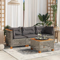 vidaXL 3-osobowa sofa ogrodowa z poduszkami, szara, polirattan