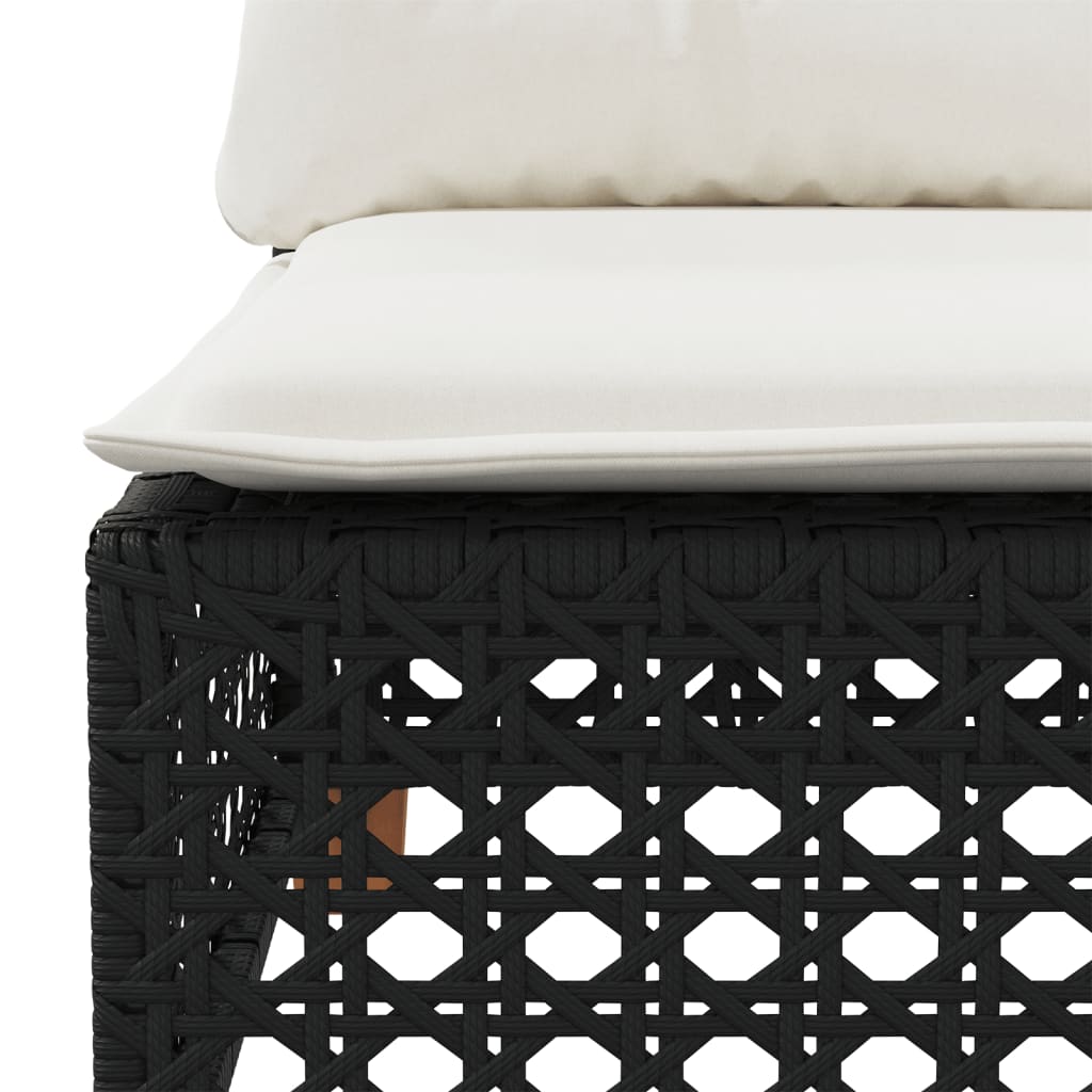 vidaXL Sofa ogrodowa z poduszkami, 3-osobowa, czarna, polirattan