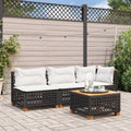 vidaXL Sofa ogrodowa z poduszkami, 3-osobowa, czarna, polirattan