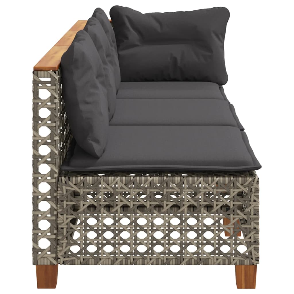 vidaXL 3-osobowa sofa ogrodowa z poduszkami, szara, polirattan