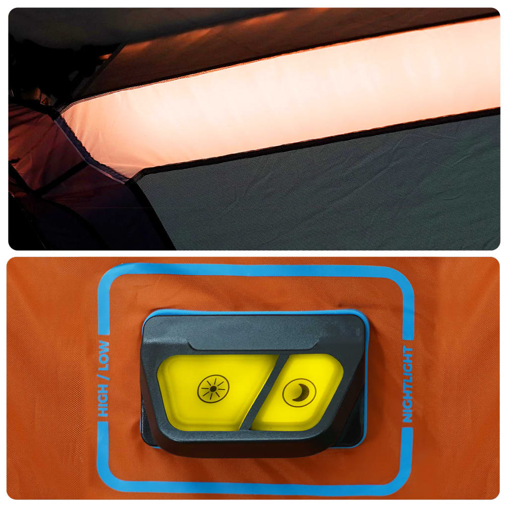 vidaXL Namiot rodzinny z LED, 10-os., jasnoszaro-pomarańczowy