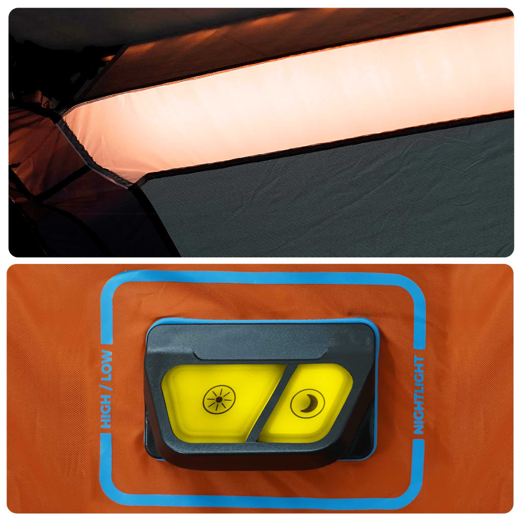 vidaXL Namiot rodzinny z LED, 9-os., jasnoszaro-pomarańczowy