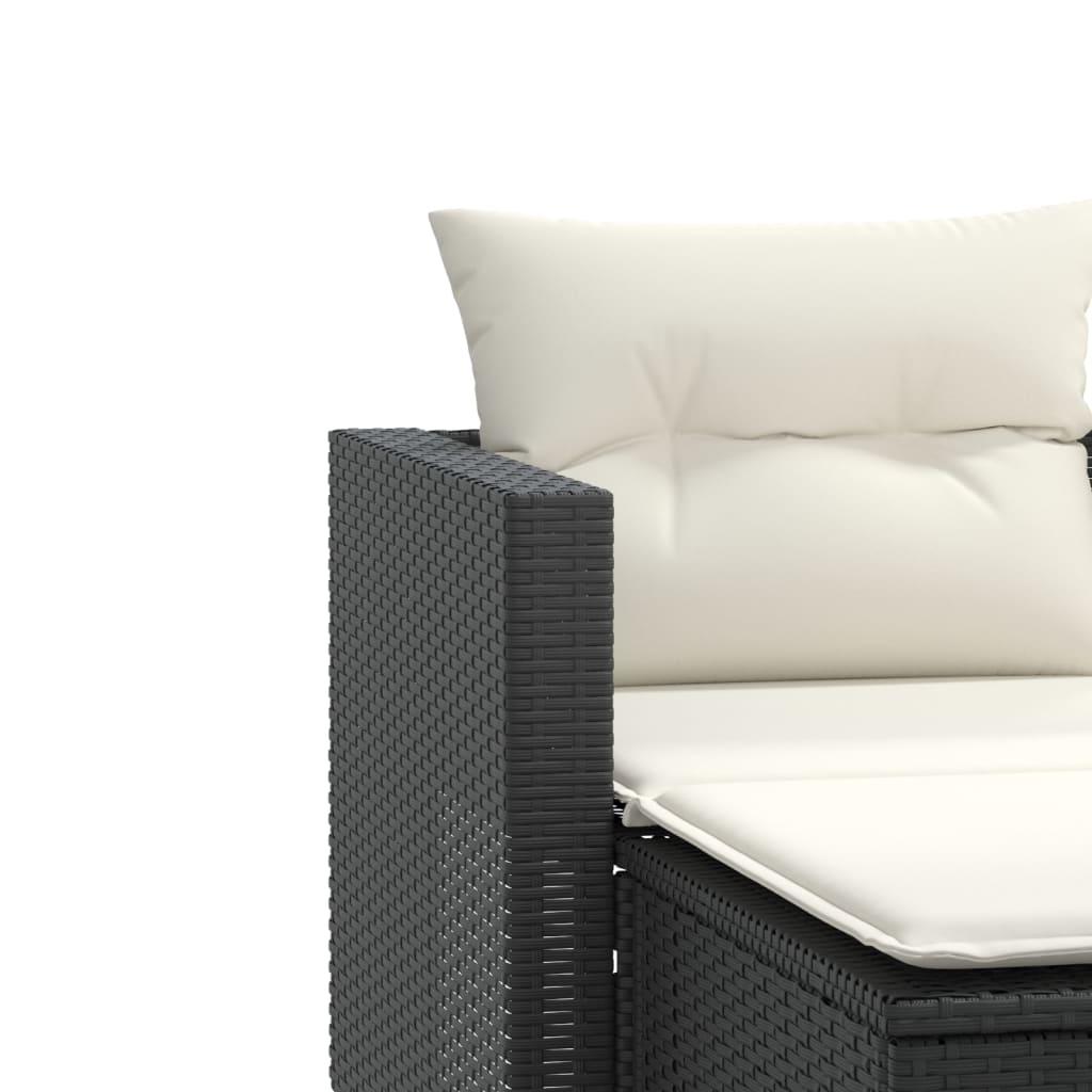 vidaXL 2-osobowa sofa ogrodowa z podnóżkami, czarna, polirattan