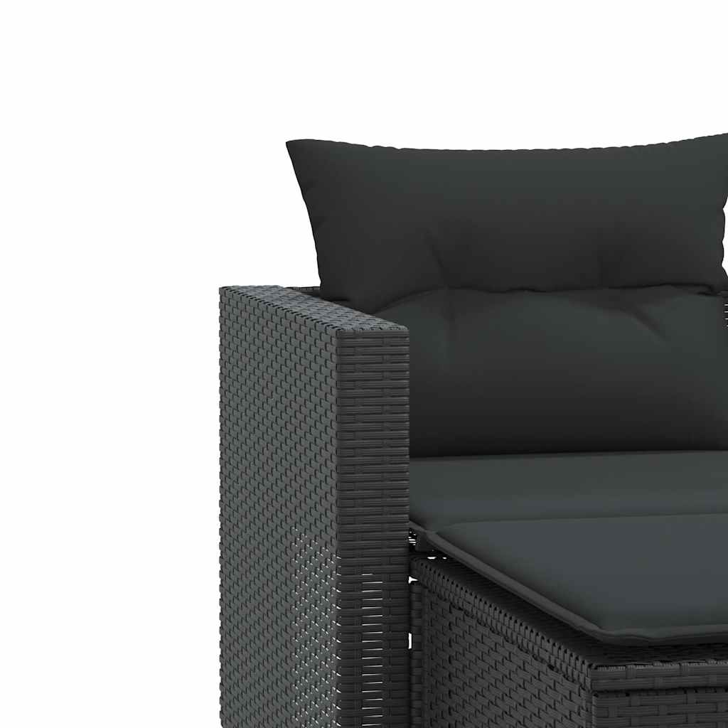 vidaXL 2-osobowa sofa ogrodowa z podnóżkami, czarna, polirattan