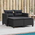 vidaXL 2-osobowa sofa ogrodowa z podnóżkami, czarna, polirattan