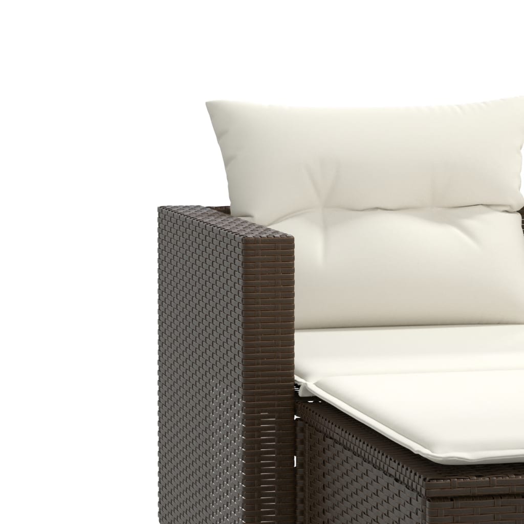 vidaXL 2-osobowa sofa ogrodowa z podnóżkami, brązowa, polirattan