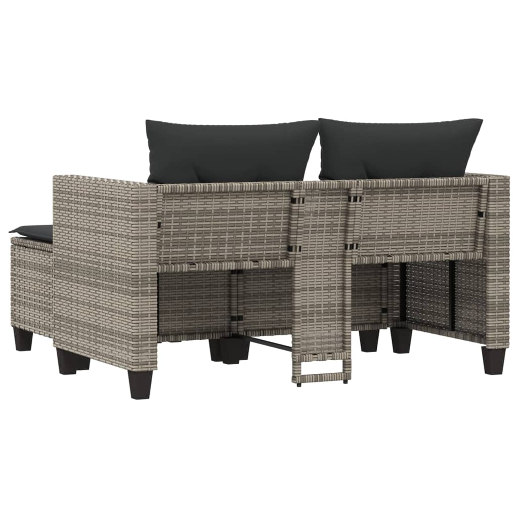 vidaXL 2-osobowa sofa ogrodowa z podnóżkami, szara, polirattan