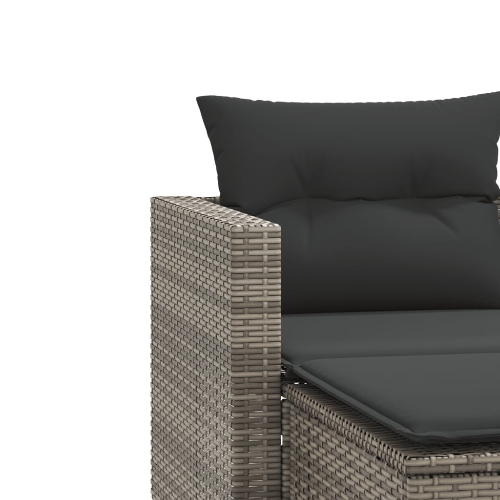 vidaXL 2-osobowa sofa ogrodowa z podnóżkami, szara, polirattan