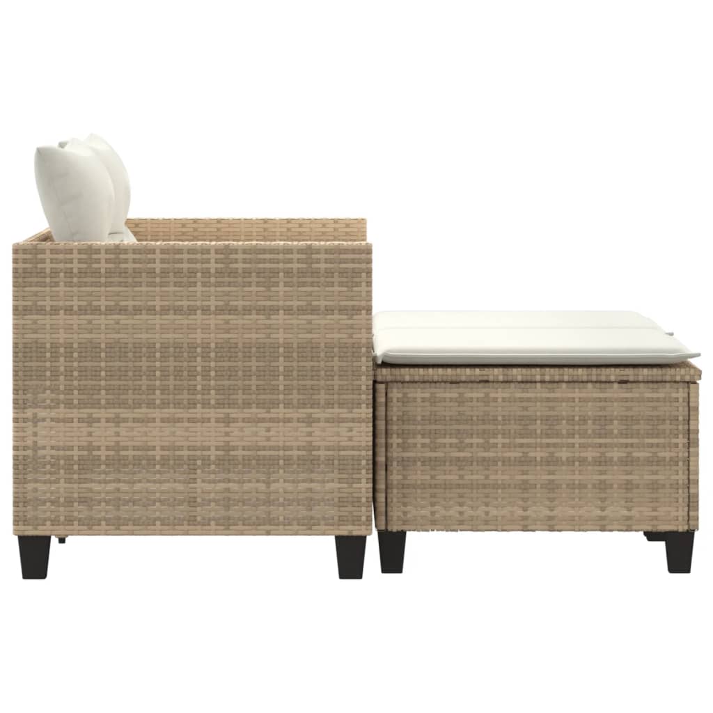 vidaXL Sofa ogrodowa 2-osobowa ze stołkami, beżowa, rattan PE