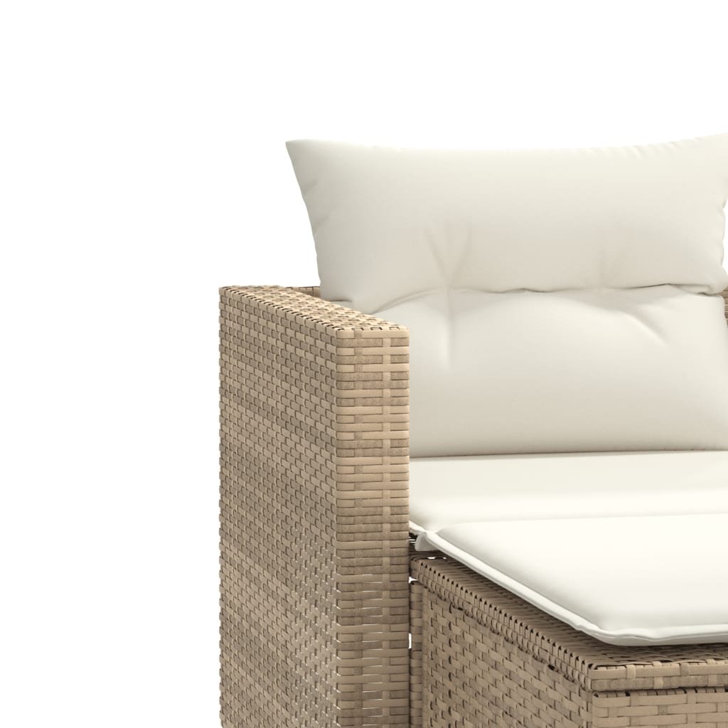 vidaXL Sofa ogrodowa 2-osobowa ze stołkami, beżowa, rattan PE