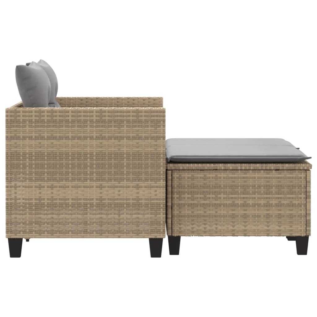vidaXL Sofa ogrodowa 2-osobowa ze stołkami, beżowa, rattan PE