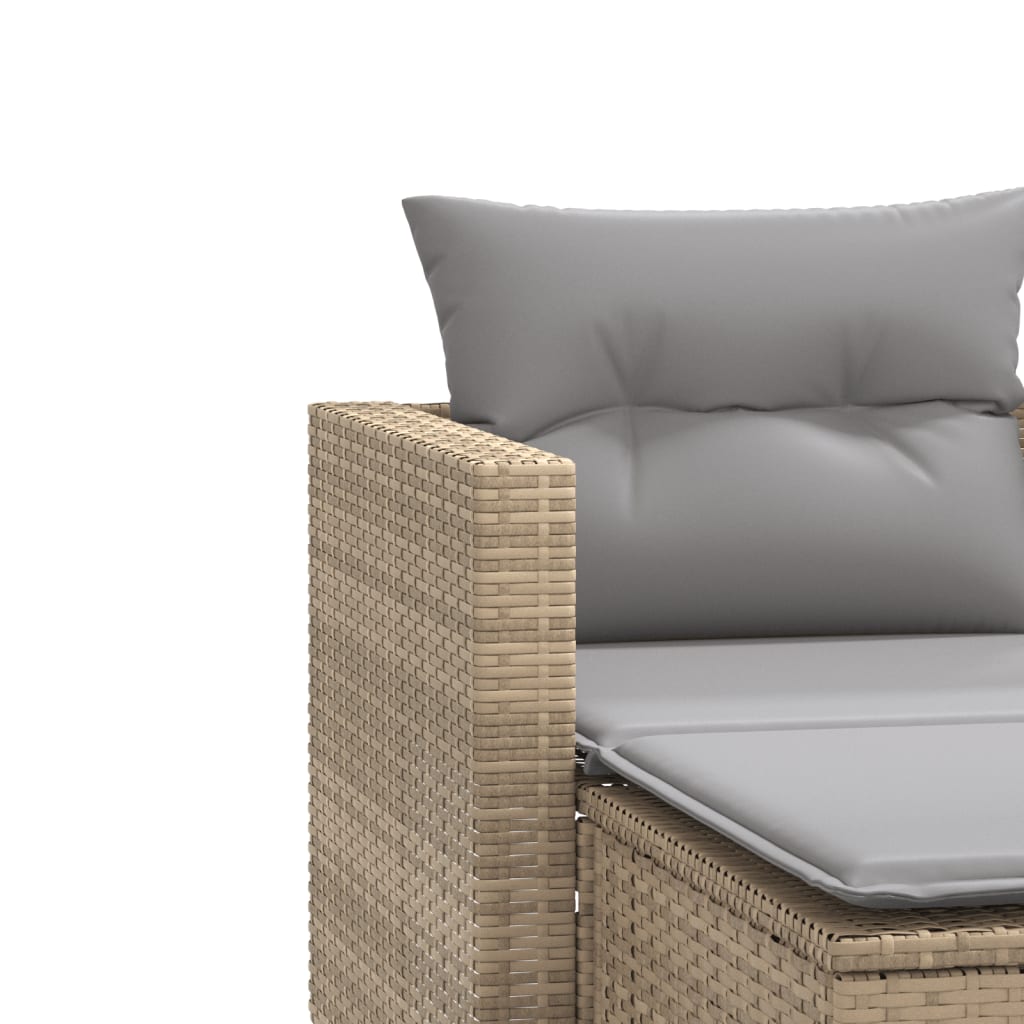 vidaXL Sofa ogrodowa 2-osobowa ze stołkami, beżowa, rattan PE